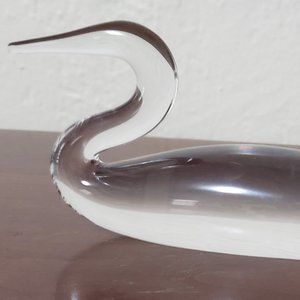 Immaculate Vintage VTG Steuben Signed Glass Crystal Loon/Swan/Goose Paperweight